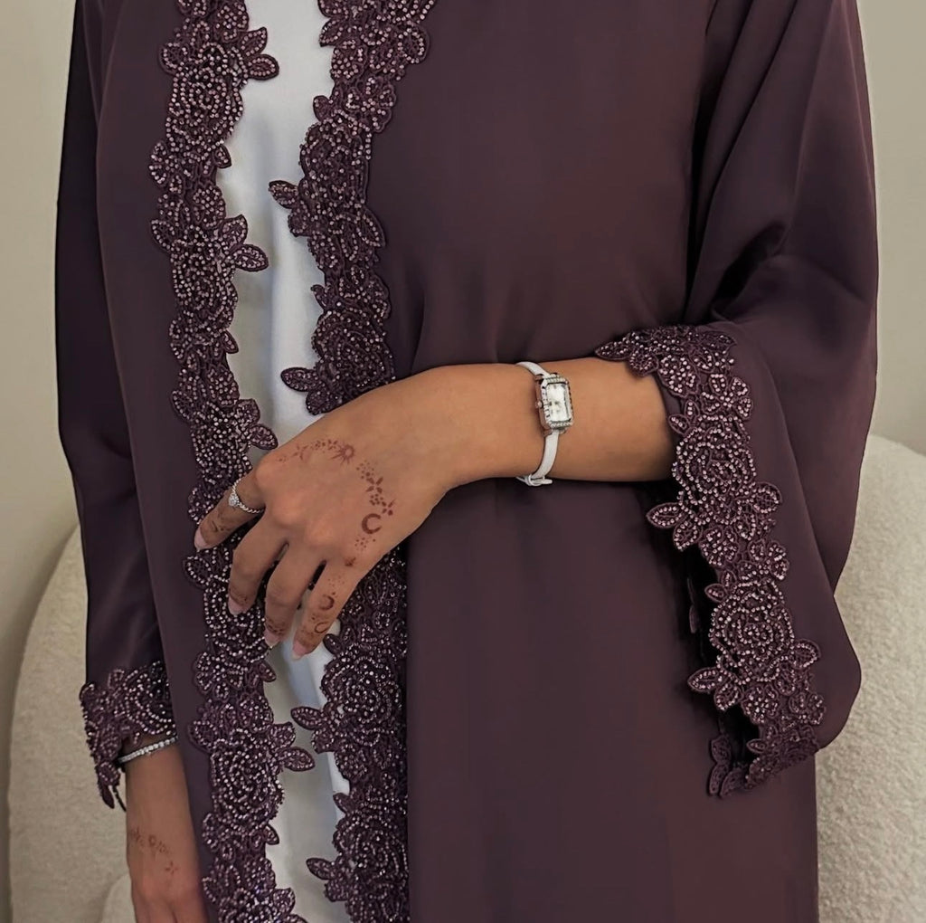 Dark Lavender Lace Abaya